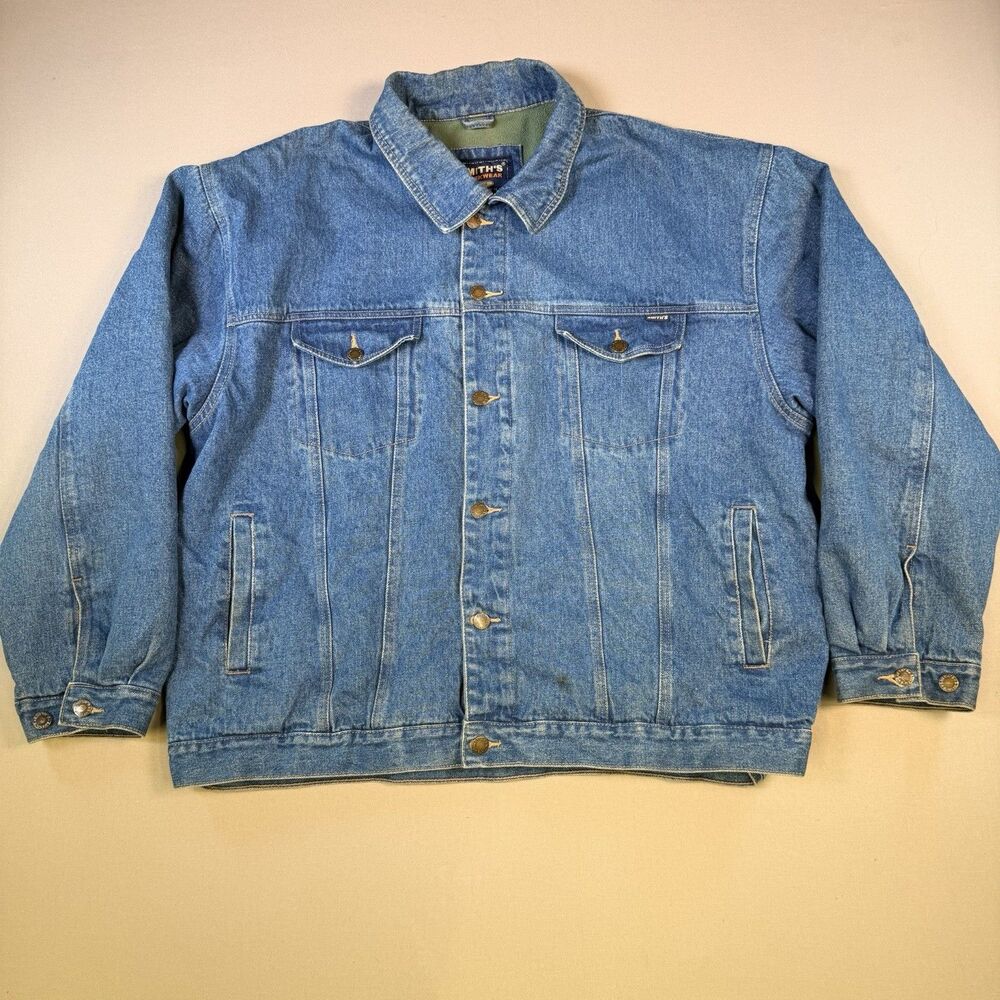VTG Smith's Workwear Men's Lined Jean Work Trucker Denim Jean Jacket XXL